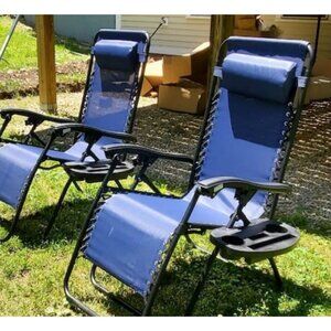 Set of 2 Adjustable Steel Mesh Zero Gravity Lounge Chair